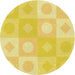 Square Patterned Bold Yellow Rug, pat2168yw