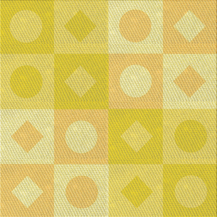 Round Patterned Bold Yellow Rug, pat2168yw