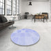 Round Patterned Blue Rug in a Office, pat2169blu