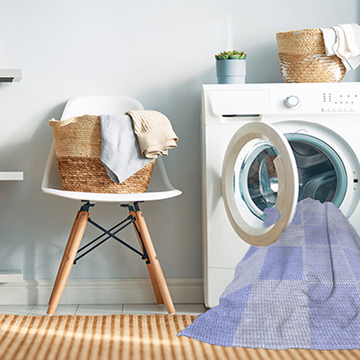 Machine Washable Transitional Blue Rug in a Washing Machine, wshpat2169blu