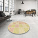 Round Patterned Brown Sand Brown Rug in a Office, pat2169brn