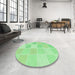 Round Patterned Green Rug in a Office, pat2169grn