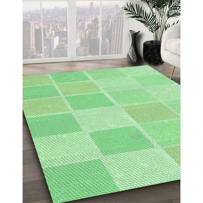 Patterned Green Rug in Family Room, pat2169grn