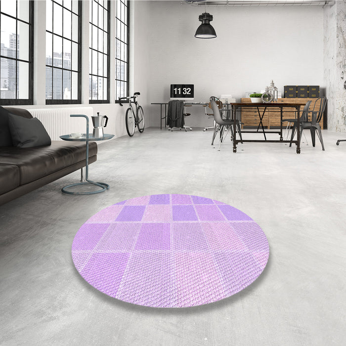 Round Patterned Violet Purple Rug in a Office, pat2169pur