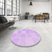 Round Patterned Violet Purple Rug in a Office, pat2169pur