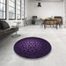 Round Patterned Deep Purple Rug in a Office, pat217pur