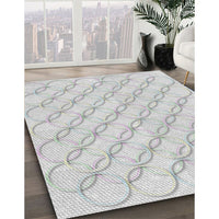 Patterned Dark Gray Novelty Rug, pat2170