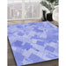 Patterned Light Slate Blue Rug in Family Room, pat2171blu