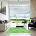 Machine Washable Transitional Emerald Green Rug in a Kitchen, wshpat2171grn