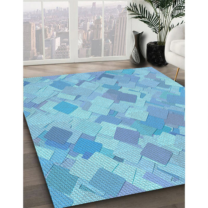 Patterned Blue Rug in Family Room, pat2171lblu