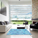 Machine Washable Transitional Blue Rug in a Kitchen, wshpat2171lblu