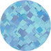 Square Patterned Blue Rug, pat2171lblu