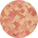 Square Patterned Bright Orange Rug, pat2171org