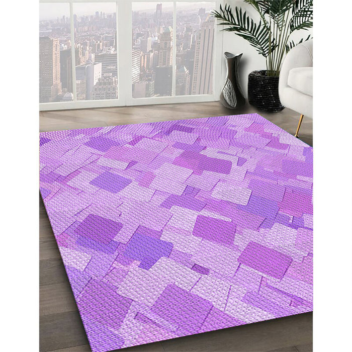 Machine Washable Transitional Pastel Purple Pink Rug in a Family Room, wshpat2171pur
