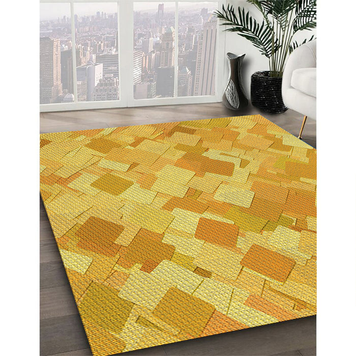 Machine Washable Transitional Gold Yellow Rug in a Family Room, wshpat2171yw