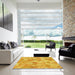 Square Patterned Gold Yellow Rug in a Living Room, pat2171yw