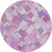 Square Machine Washable Transitional Periwinkle Pink Rug, wshpat2171