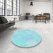 Round Patterned Diamond Blue Rug in a Office, pat2172lblu