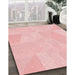 Patterned Pastel Red Pink Rug in Family Room, pat2172rd