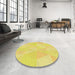 Round Patterned Golden Brown Yellow Rug in a Office, pat2172yw