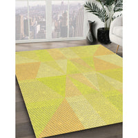 Patterned Golden Brown Yellow Rug, pat2172yw