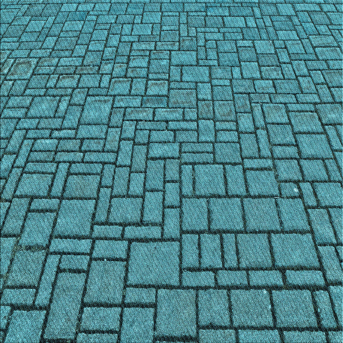 Round Patterned Dark Turquoise Green Rug, pat2173lblu