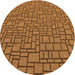 Square Patterned Saddle Brown Rug, pat2173org