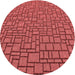 Square Patterned Red Rug, pat2173rd