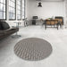 Round Patterned Gray Novelty Rug in a Office, pat2174