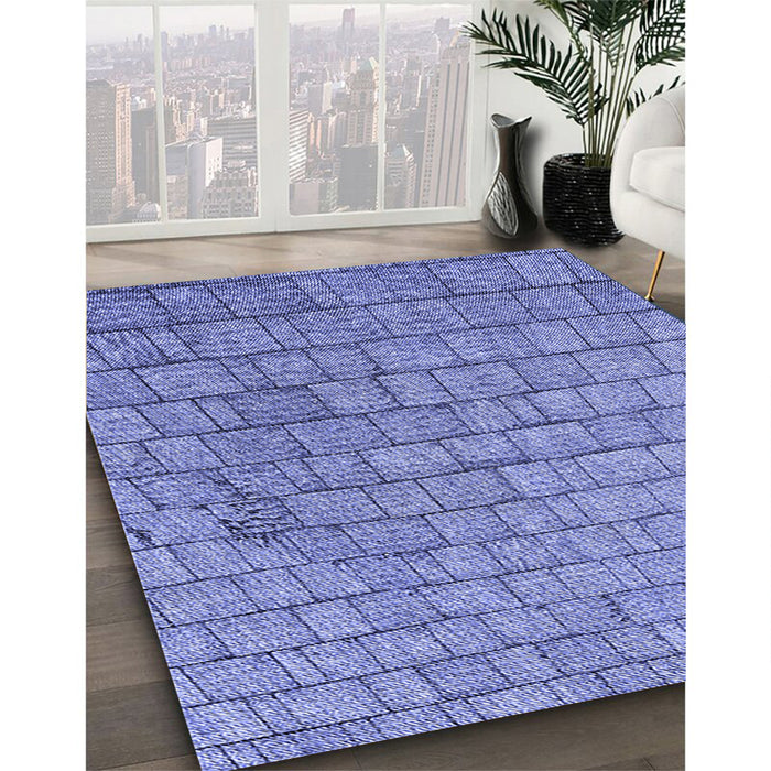 Machine Washable Transitional Denim Blue Rug in a Family Room, wshpat2175blu