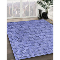 Patterned Denim Blue Rug, pat2175blu