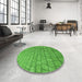 Round Patterned Green Rug in a Office, pat2175grn