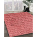Patterned Ruby Red Rug in Family Room, pat2175rd