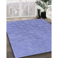 Patterned Denim Blue Rug, pat2176blu