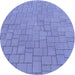 Square Patterned Denim Blue Rug, pat2176blu