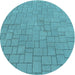 Square Patterned Bright Turquoise Blue Rug, pat2176lblu