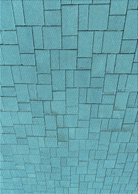 Machine Washable Transitional Bright Turquoise Blue Rug, wshpat2176lblu