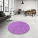 Round Patterned Violet Purple Rug in a Office, pat2176pur