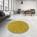 Round Patterned Dark Bisque Brown Rug in a Office, pat2176yw