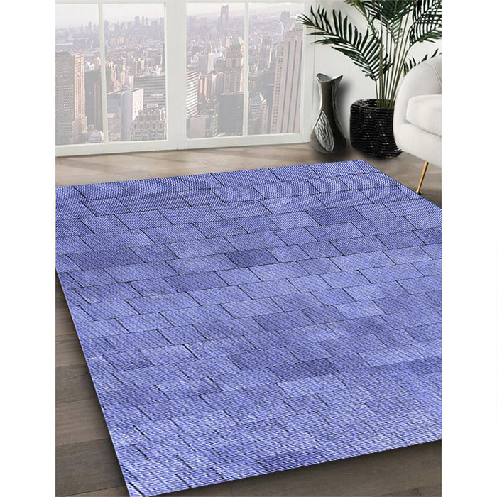 Patterned Sky Blue Rug in Family Room, pat2177blu