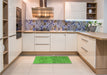 Patterned Dark Lime Green Rug in a Kitchen, pat2177grn