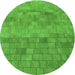 Square Patterned Dark Lime Green Rug, pat2177grn