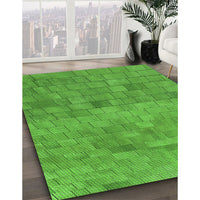 Patterned Dark Lime Green Rug, pat2177grn