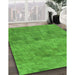 Patterned Dark Lime Green Rug in Family Room, pat2177grn