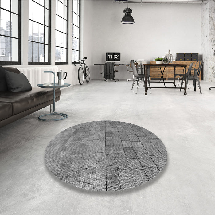 Round Patterned Gray Rug in a Office, pat2177gry
