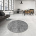 Round Patterned Gray Rug in a Office, pat2177gry