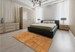 Patterned Dark Orange Rug in a Bedroom, pat2177org