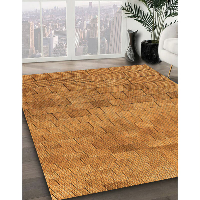 Patterned Dark Orange Rug in Family Room, pat2177org