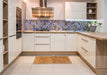 Patterned Dark Orange Rug in a Kitchen, pat2177org