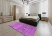 Patterned Bright Neon Pink Purple Rug in a Bedroom, pat2177pur